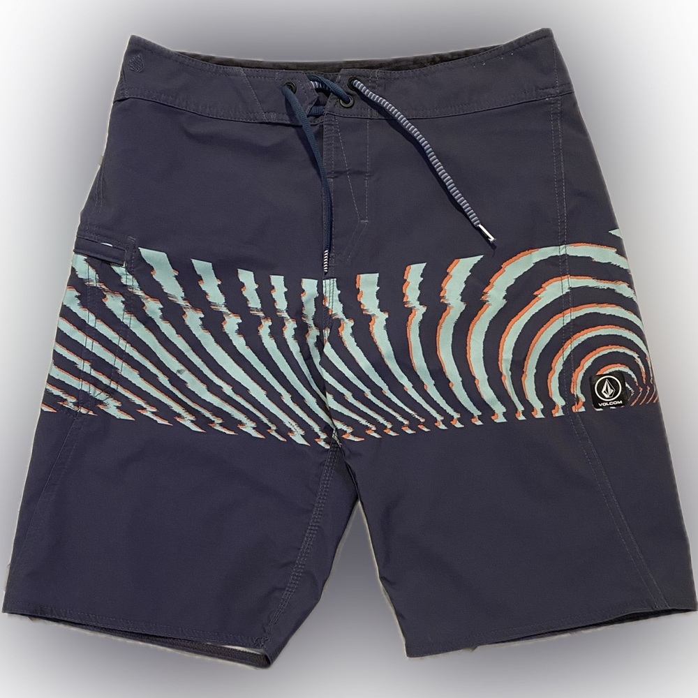 Volcom Board shorts, gray/blue color, size 30, side zip pocket, GREAT condition!